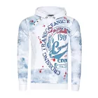 Exclusive férfi hooded pulóver, oil-washed pulóver  gomb placket és sea print Pulóver 19128 fehér Méret: M