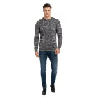 Modern férfi kerek nyakú Pulóver in kontrasztos design Pulóver 6234 fekete Méret: M
