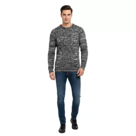   Modern férfi kerek nyakú Pulóver in kontrasztos design Pulóver 6234 fekete Méret: M