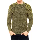 Urban férfi elegáns kötött kerek nyakú Pulóver Biker pulóver Streetwear 6240 sárga Méret: L