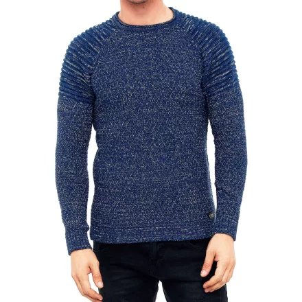 Urban férfi elegáns kötött kerek nyakú Pulóver Biker pulóver Streetwear 6240 Petrol Méret: XL