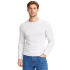 Urban férfi elegáns kötött kerek nyakú Pulóver Biker pulóver Streetwear 6240 fehér Méret: S