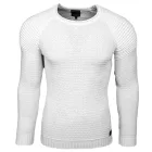 Urban férfi elegáns kötött kerek nyakú Pulóver Biker pulóver Streetwear 6240 fehér Méret: S