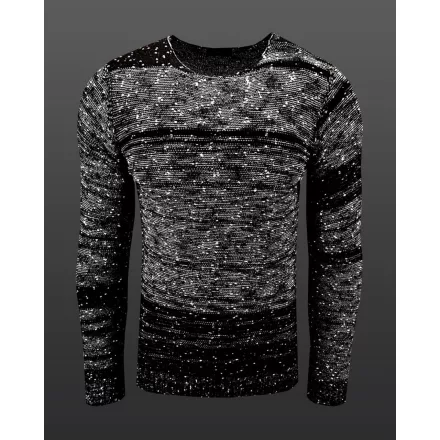 Versatile férfi kerek nyakú pulóver  polka dot minta, kötött Pulóver 6245 fekete Méret: L