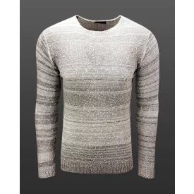   Versatile férfi kerek nyakú pulóver  polka dot minta, kötött Pulóver 6245 fehér Méret: M