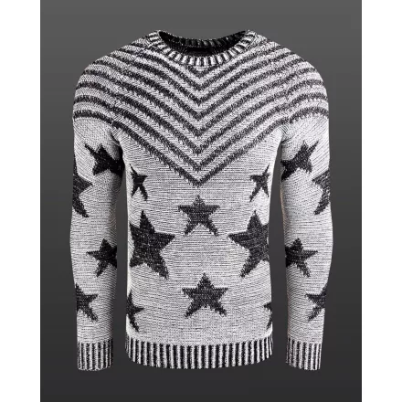 trendi férfi kerek nyakú Pulóver in "USA Stars & csíkok" design, kötött Pulóver 6263 szürke Méret: L