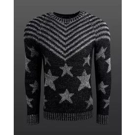   trendi férfi kerek nyakú Pulóver in "USA Stars & csíkok" design, kötött Pulóver 6263, fekete Méret: M