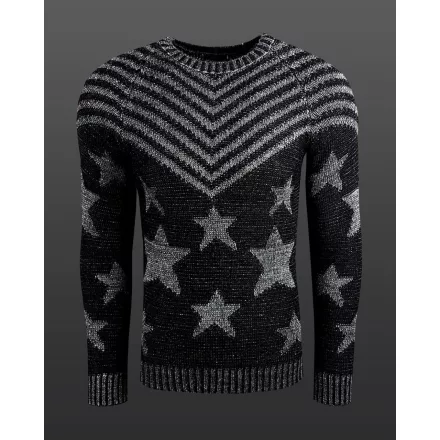 trendi férfi kerek nyakú Pulóver in "USA Stars & csíkok" design, kötött Pulóver 6263, fekete Méret: XL