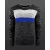 Modern férfi colorblock kötött Pulóver, vékony fit, kerek nyakú Pulóver 6272 anthracite/szürke/kék Méret: XL
