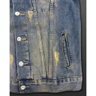 stílusos férfi vintage-look farmer dzseki kabát Kabát  a used mosás, Kent nyaklánc, és 8220 Vintage kék Méret: S