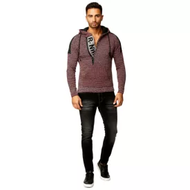   Modern férfi kötött Pulóver Hooded pulóver Chunky kötött pulóver kötött dzseki kabát Kabát 13290 szürke / piros Méret: S