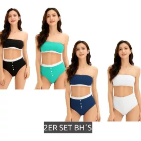 Bandeau melltartó szett, fekete/türkiz - 36/38