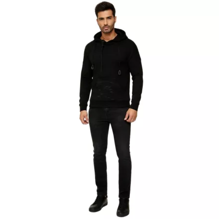 Modern férfi kötött Pulóver Hooded pulóver Chunky kötött pulóver kötött dzseki kabát Kabát 13290 fekete Méret: 3XL