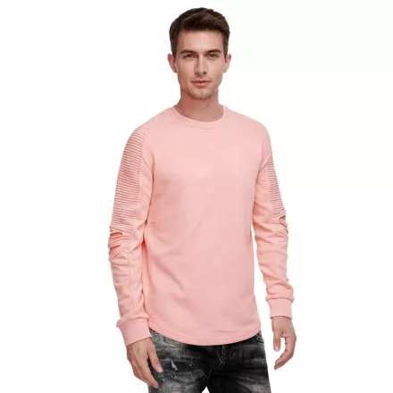 Urban férfi pulóver  ribbed ujj, pulóver Pulóver 19056 in rózsaszín, szürke, vagy zöld Méret: L