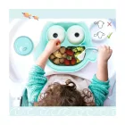 Non-slip Brunoko szilikon Baby tányér 3-in-1 Baby tányér szett + Baby Spoon + Bib  szilikon Drip Tray, BPA-, Mint zöld Méret: N