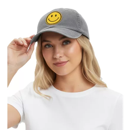 Csintalan ZWILLINGSHERZ Smiley Classic Baseball sapka Smiley folttal, pamut sapka, állítható karimájú, 4603M K258209 Szürke Méret:N