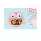 Non-slip Brunoko szilikon Baby tányér 2-in-1 Baby tányér szett  Bib és Catch Tray, BPA-, rózsaszín Méret: N