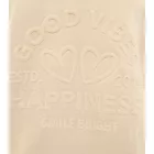 Comfortable ZWILLINGSHERZ női pulóver "GOOD VIBES HAPPINESS"  V-nyak, 46080-29 bézs Méret: S_M