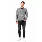 klasszikus tömör SDFlocks férfi pulóver  kerek nyakú pulóver 21102722ME-9000 fekete Méret: XL