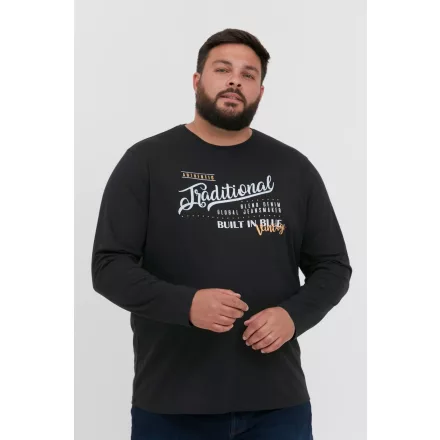 klasszikus BLEND BHDopper BT férfi longsleeve  kerek nyakú hosszú-újj Ing 20713446ME-194007 fekete Méret: 5XL