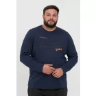 klasszikus BLEND BHDopper BT férfi longsleeve  kerek nyakú hosszú-újj Ing 20713446ME-194025 kék Méret: 5XL