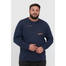   klasszikus BLEND BHDopper BT férfi longsleeve  kerek nyakú hosszú-újj Ing 20713446ME-194025 kék Méret: 5XL