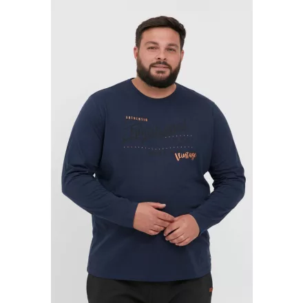 klasszikus BLEND BHDopper BT férfi longsleeve  kerek nyakú hosszú-újj Ing 20713446ME-194025 kék Méret: 5XL