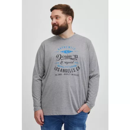 klasszikus BLEND BHDopper BT férfi longsleeve  kerek nyakú hosszú-újj Ing Plus sizes 20713446ME-200274 szürke Méret: 3XL