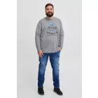 klasszikus BLEND BHDopper BT férfi longsleeve  kerek nyakú hosszú-újj Ing Plus sizes 20713446ME-200274 szürke Méret: 3XL