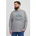 klasszikus BLEND BHDopper BT férfi longsleeve  kerek nyakú hosszú-újj Ing Plus sizes 20713446ME-200274 szürke Méret: 4XL