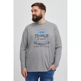   klasszikus BLEND BHDopper BT férfi longsleeve  kerek nyakú hosszú-újj Ing Plus sizes 20713446ME-200274 szürke Méret: 4XL