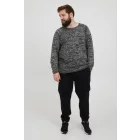 klasszikus BLEND BHDan BT férfi elegáns kötött Pulóver  kerek nyakú kötött Pulóver Plus sizes 20713439ME-194007 fekete Méret: 3XL