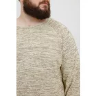 klasszikus BLEND BHDan BT férfi elegáns kötött Pulóver  kerek nyakú kötött Pulóver Plus sizes 20713439ME-120105 bézs Méret: 4XL