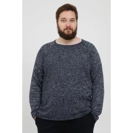   klasszikus BLEND BHDan BT férfi elegáns kötött Pulóver  kerek nyakú kötött Pulóver 20713439ME-194024 kék Méret: 5XL
