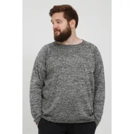   klasszikus BLEND BHDan BT férfi elegáns kötött Pulóver  kerek nyakú kötött Pulóver Plus sizes 20713439ME-200277 szürke Méret: 3XL