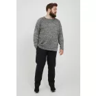 klasszikus BLEND BHDan BT férfi elegáns kötött Pulóver  kerek nyakú kötött Pulóver Plus sizes 20713439ME-200277 szürke Méret: 6XL