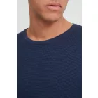 klasszikus BLEND BHPullover férfi chunky kötött Pulóver  kerek nyakú kötött Pulóver 20712645-194024 kék Méret: S