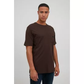  klasszikus tömör SDVicente férfi póló  kerek nyakú Ing 21106125-190814 barna Méret: S
