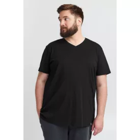   klasszikus tömör SDBedo BT férfi póló  V-nyak Ing 21300881-ME-194007 fekete Méret: 4XL