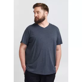   klasszikus tömör SDBedo BT férfi póló  V-nyak Ing 21300881-ME-1940101 kék Méret: 4XL