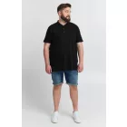 klasszikus tömör SDTrip BT férfi polo Ing  3-gomb placket Ing 21300885-ME-799000 fekete Méret: 5XL