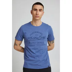   klasszikus BLEND BHAmatus férfi póló  kerek nyakú Ing 20714728ME-183928 kék Méret: M