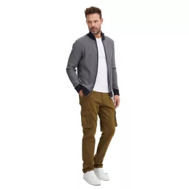   klasszikus FQ1924 FQHarris férfi cargo nadrág  gomb és zipper alkalmi nadrág 21900476-ME-180920 barna Méret: XL