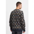 klasszikus BLEND férfi vékony kötött pulóver kerek nyakú kötött pulóver 20715873-194024 Kék Méret:M