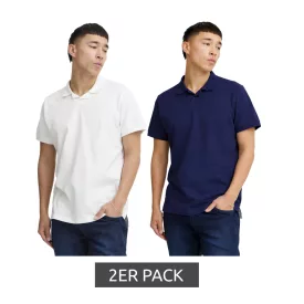   2-csomag klasszikus BLEND férfi pamut Polo Ing Ing 20718074-204240 fehér/kék Méret: 2XL