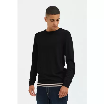 klasszikus BLEND férfi elegáns kötött Pulóver  kerek nyakú kötött Pulóver 20717260-194007 fekete Méret: 2XL