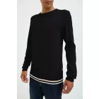 klasszikus BLEND férfi vékony kötött pulóver kerek nyakkal kötött pulóver 20717260-194007 Fekete Méret:S