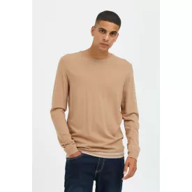  klasszikus BLEND férfi vékony kötött pulóver legénységi nyakkal 20717260-161315 Bézs Méret:S