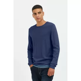   klasszikus BLEND férfi elegáns kötött Pulóver  kerek nyakú kötött Pulóver 20717260-194024 kék Méret: L