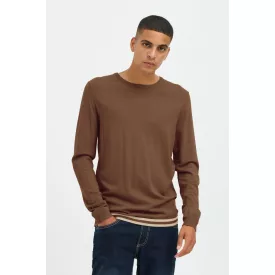   klasszikus BLEND férfi elegáns kötött Pulóver  kerek nyakú kötött Pulóver 20717260-181031 barna Méret: L